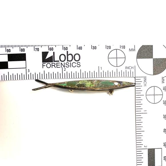 Vintage Taxco Mexican Sterling Inlaid Turquoise Fish Pin/Brooch - Picture 11 of 11